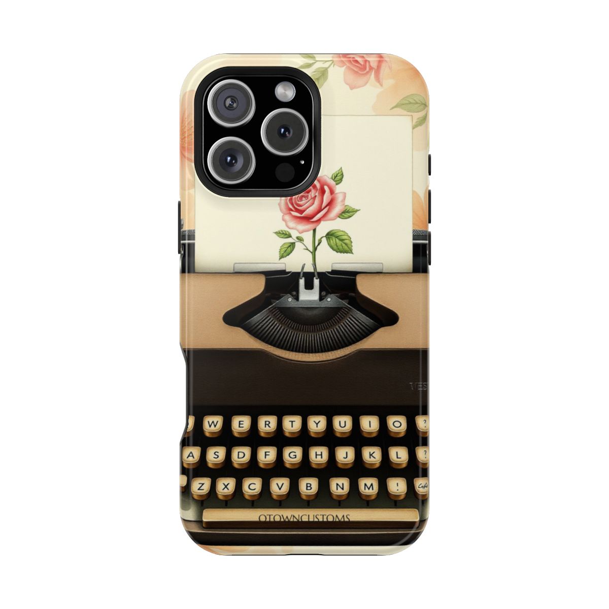 Vintage Floral Typewriter Keys Illustration