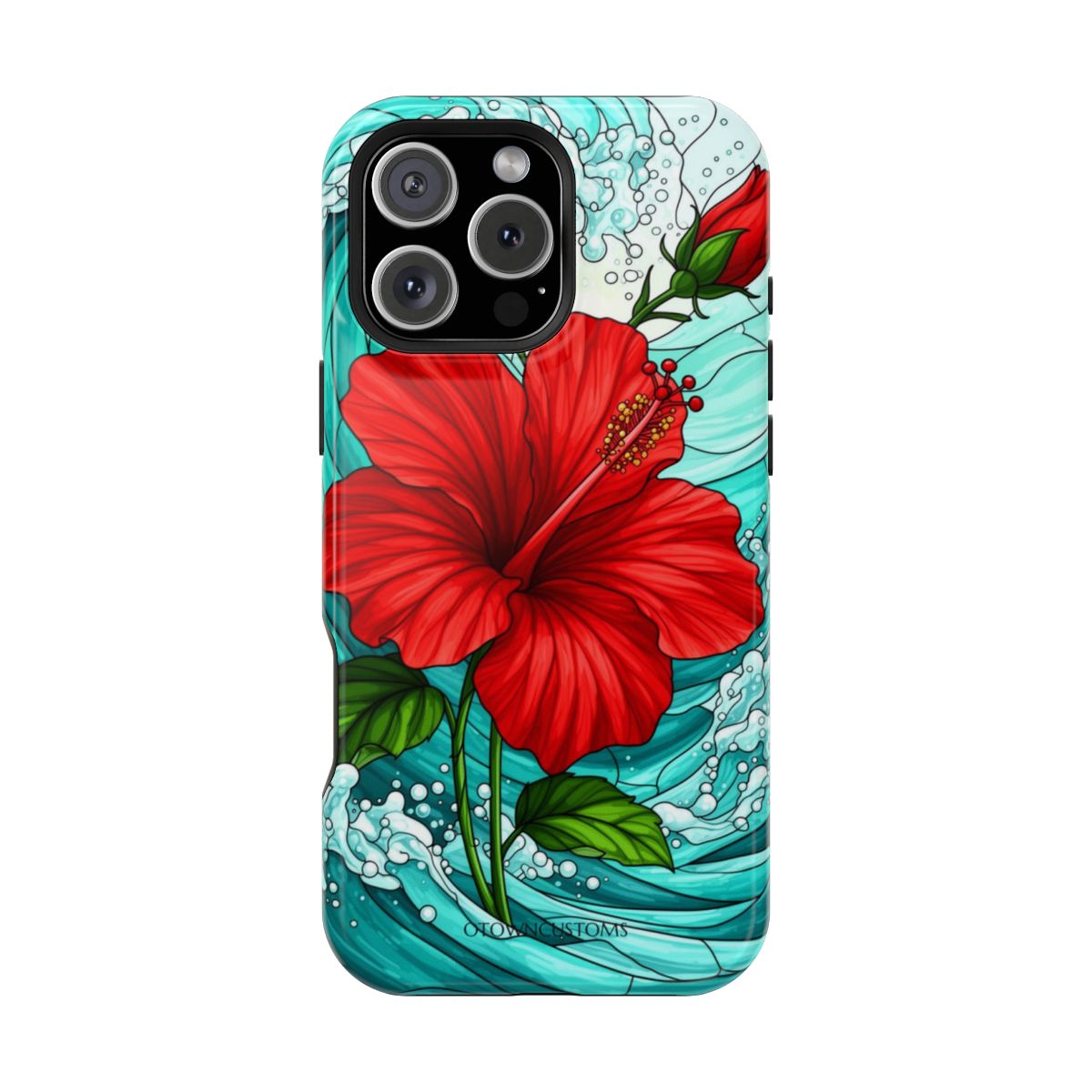 Stained Glass Scarlet Bloom Waves