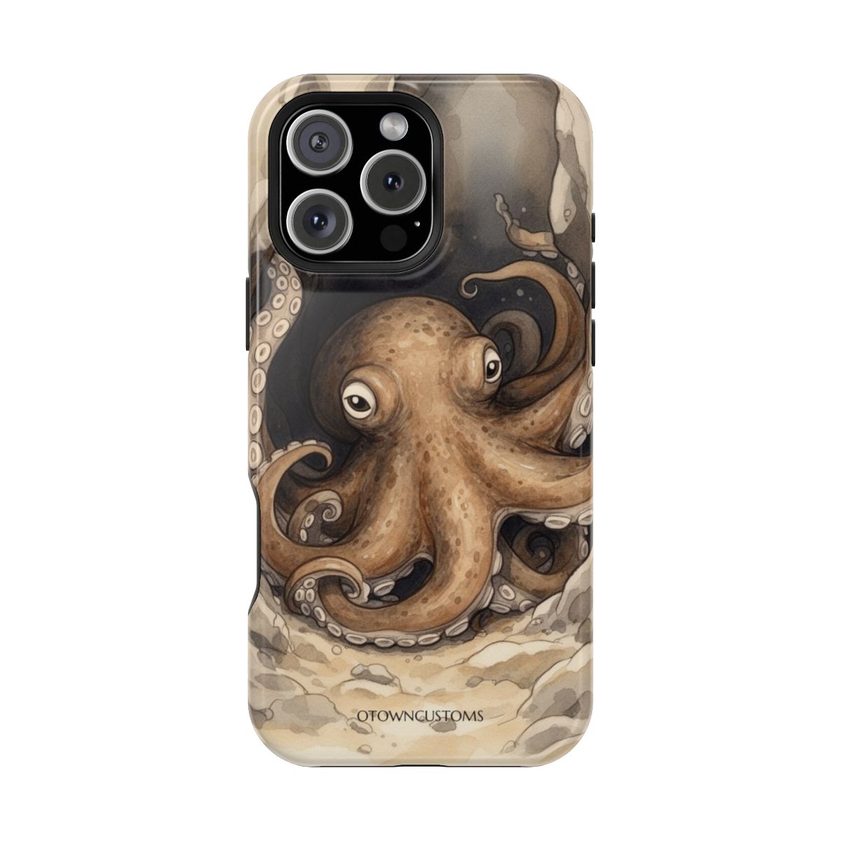 Watercolor Octopus Enigmatic Stare