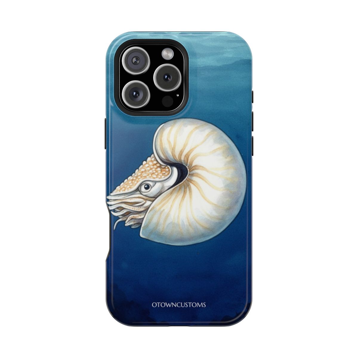 Watercolor Nautilus Shell Spiraling Depths