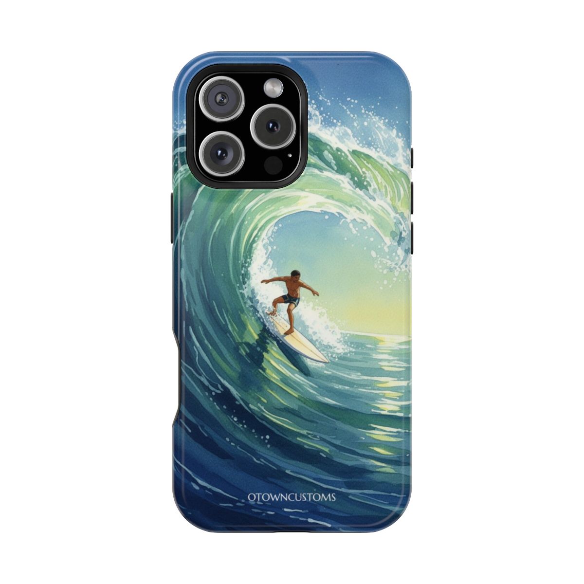 Watercolor Surfing Art Ocean Heart