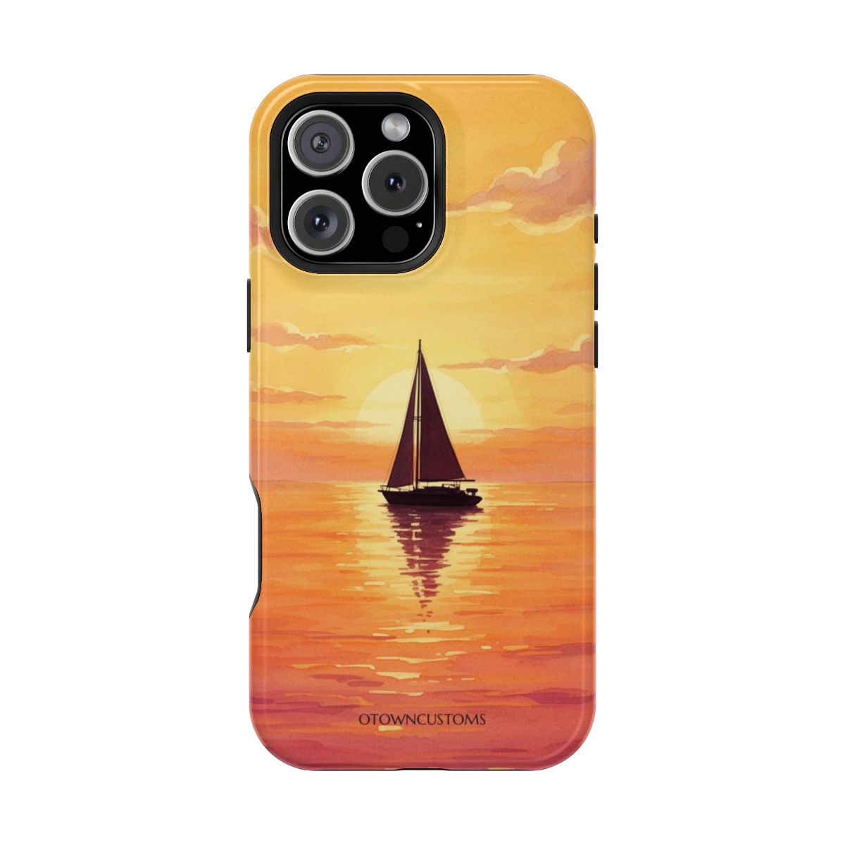 Watercolor Seascape Crimson Sails