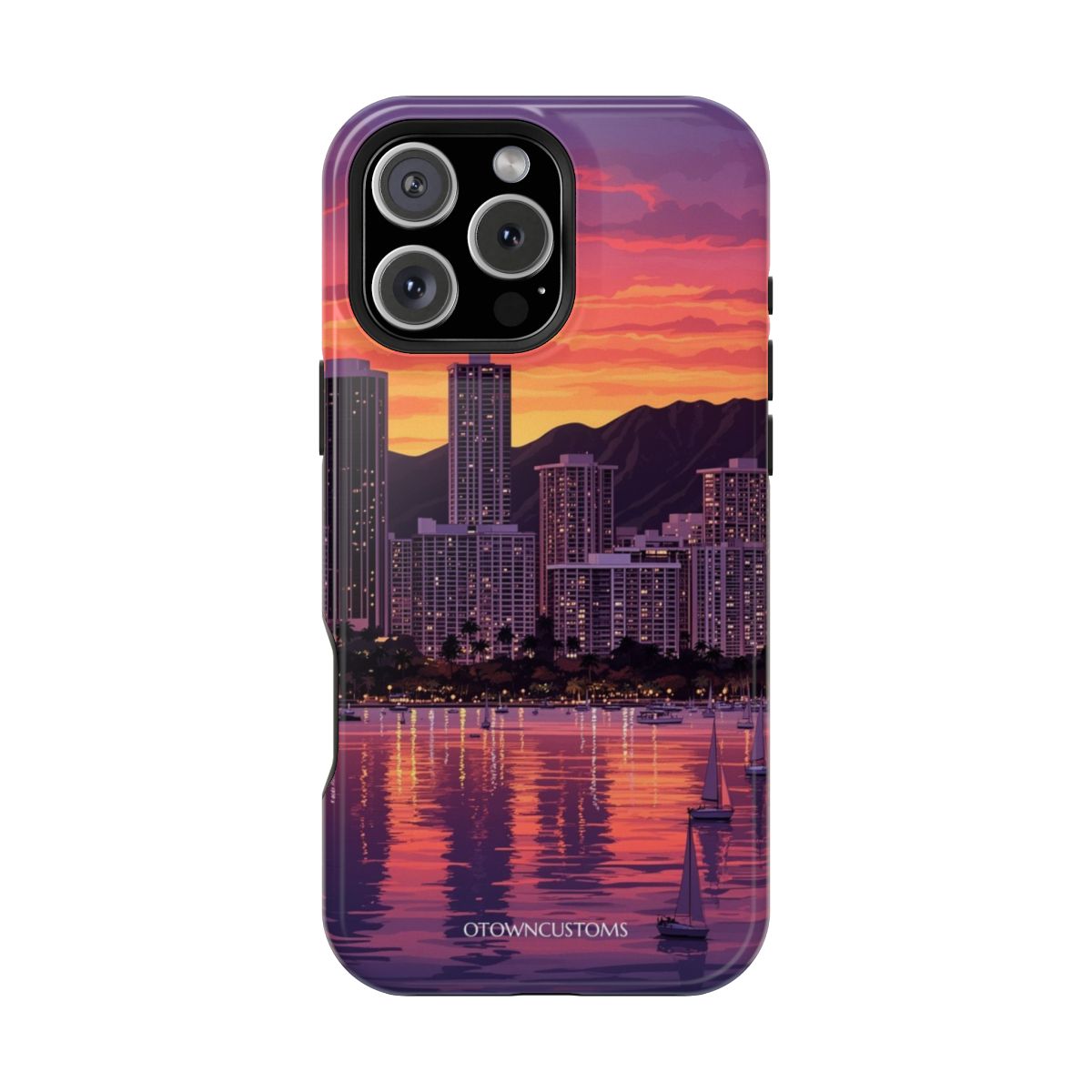 Pixel Art Honolulu Twilight Cityscape
