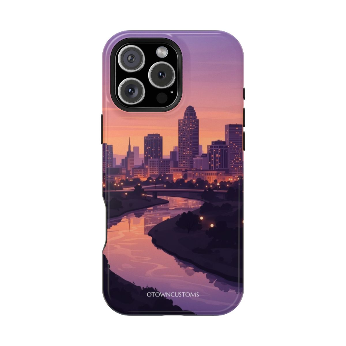 Flat Cityscape Illustration Fargo Twilight