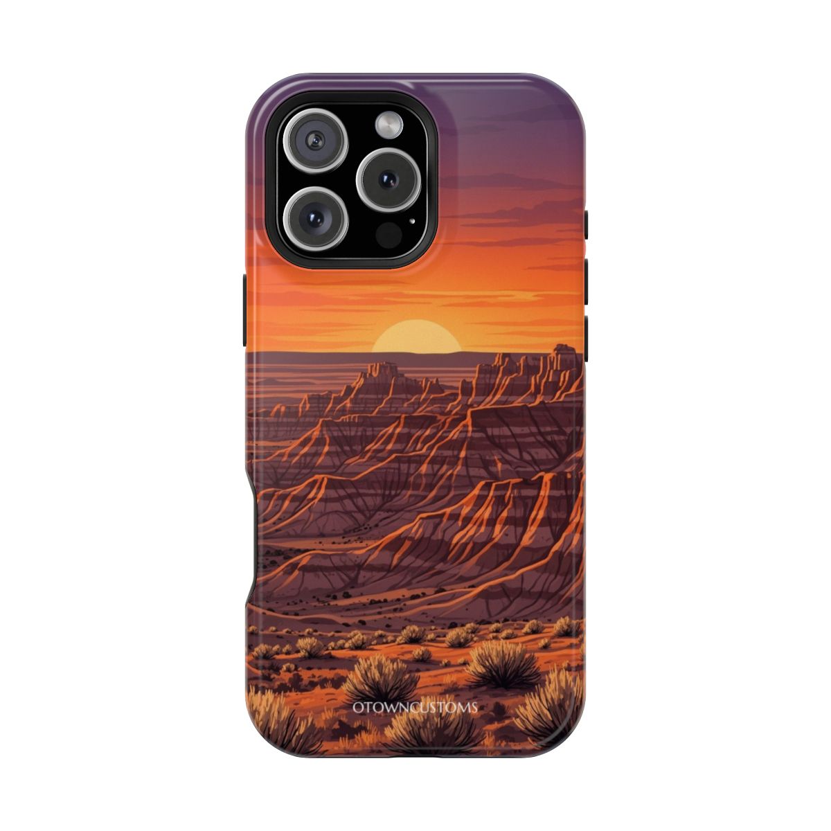 Flat Illustration Badlands National Park Sunset