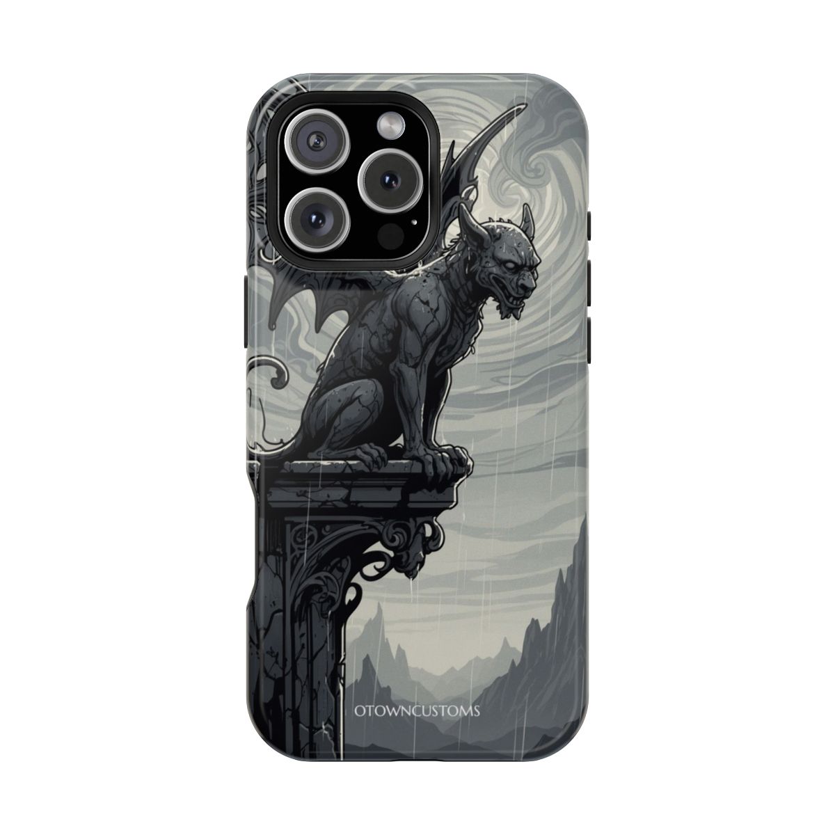 Monochromatic Illustration Guardian Stone Night Vigil